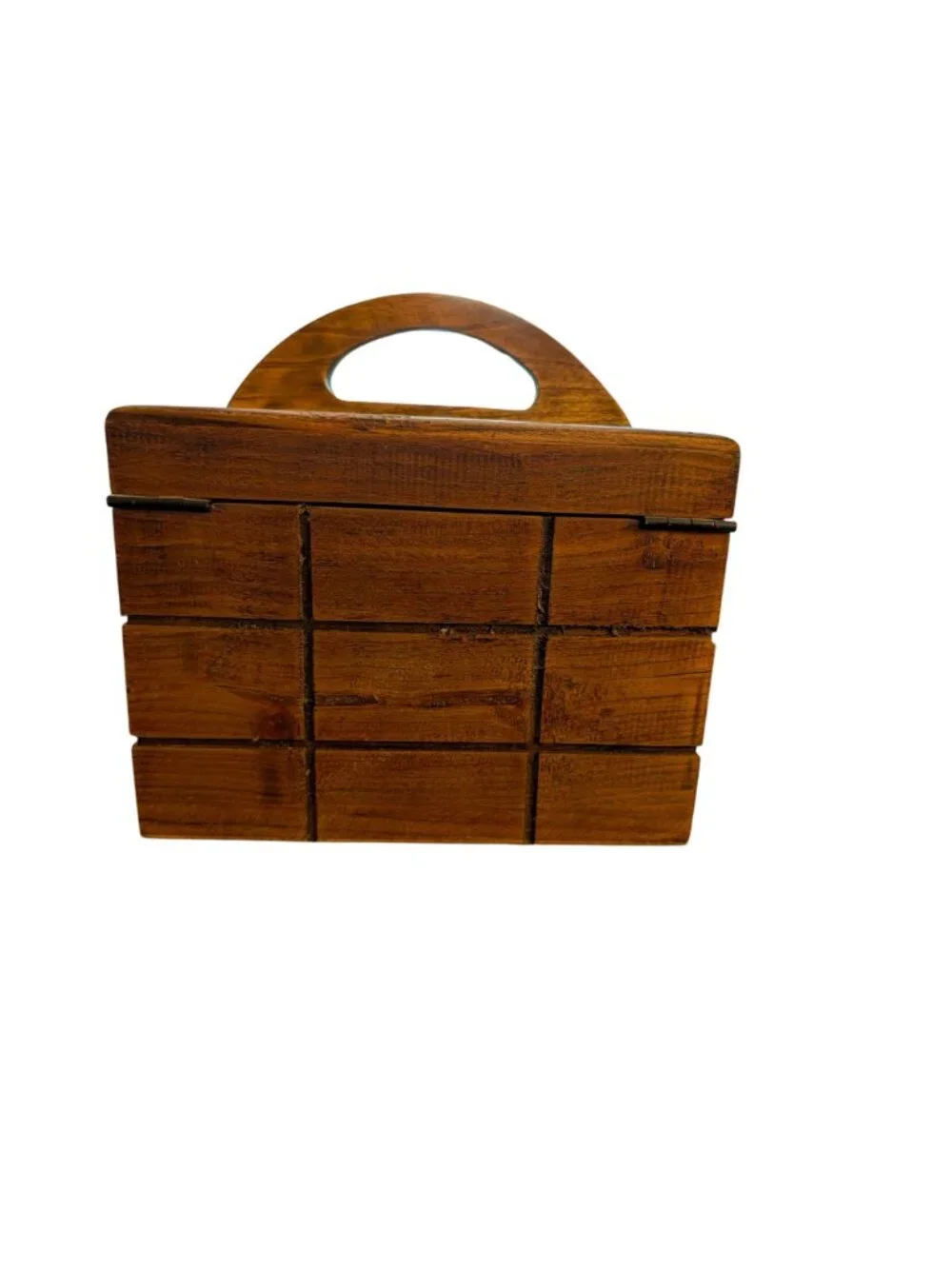 Wooden Handled Decorative Storage Box With Latch By Pier 1 - Rustic Brown Finish
